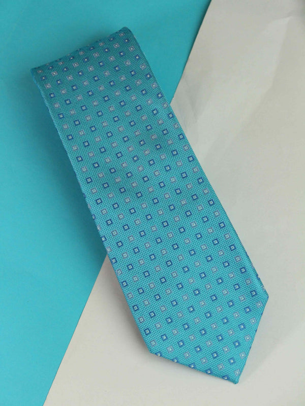 Blue Geometric Woven Silk Necktie - TOSSIDO