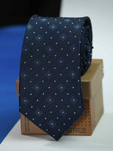 Blue Geometric Woven Silk Necktie - TOSSIDO