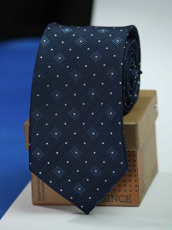 Blue Geometric Woven Silk Necktie - TOSSIDO