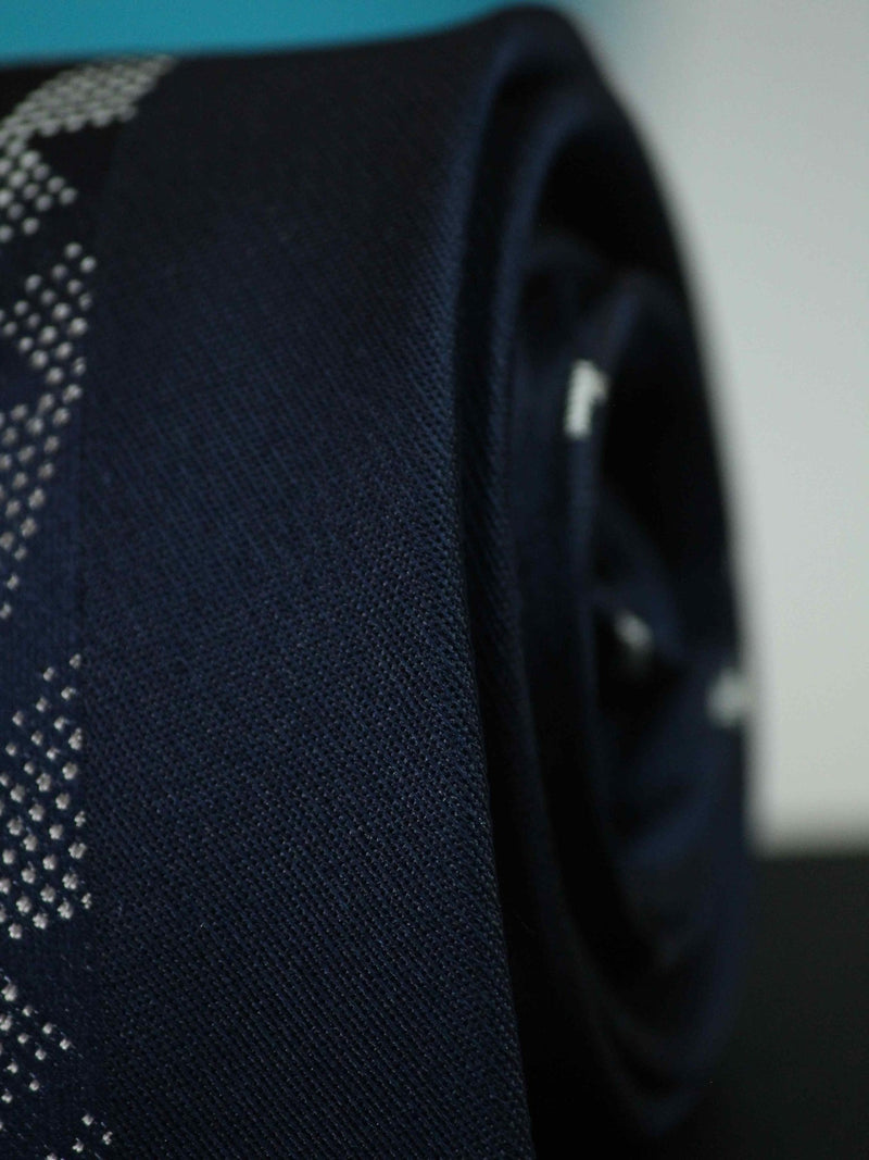 Blue Geometric Woven Silk Necktie - TOSSIDO