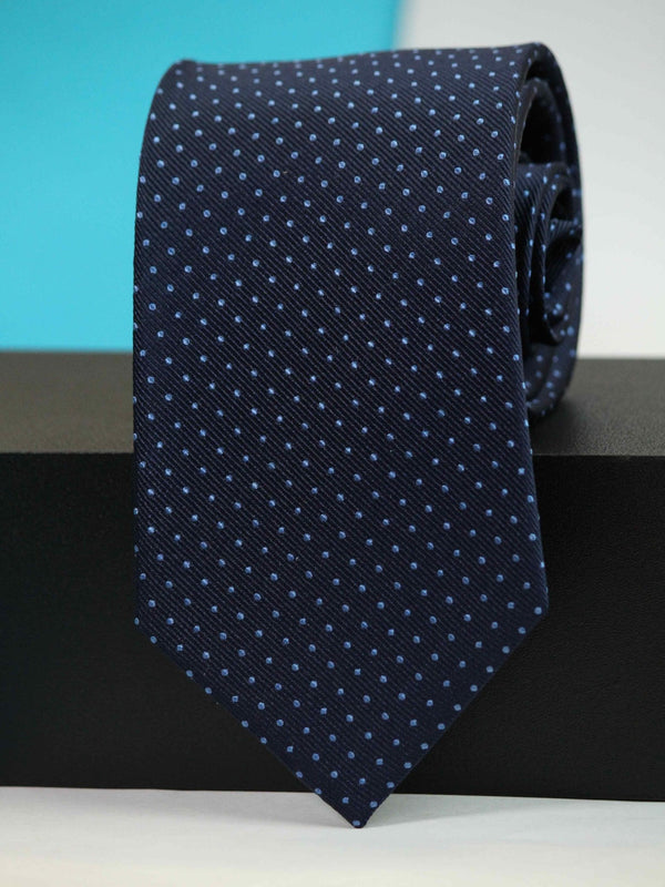 Blue Geometric Woven Silk Necktie - TOSSIDO