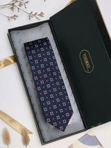 Blue Geometric Woven Silk Necktie - TOSSIDO
