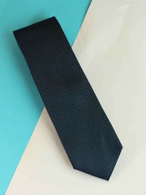 Blue Geometric Woven Silk Necktie - TOSSIDO