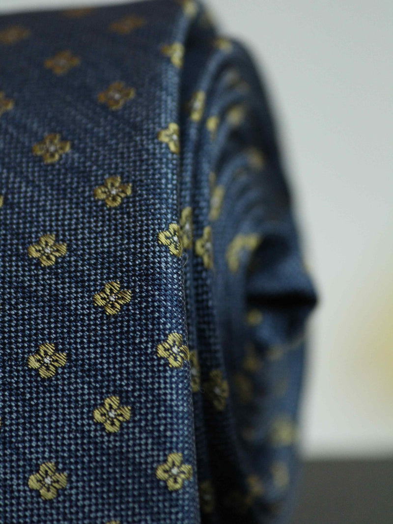 Blue Geometric Woven Silk Necktie - TOSSIDO