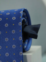 Blue Geometric Woven Silk Necktie - TOSSIDO