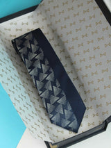 Blue Geometric Woven Silk Necktie - TOSSIDO