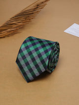 Blue & Green Checks Teflon Silk Necktie - TOSSIDO