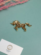 Blue & Green Crystal Unicorn Brooch - TOSSIDO