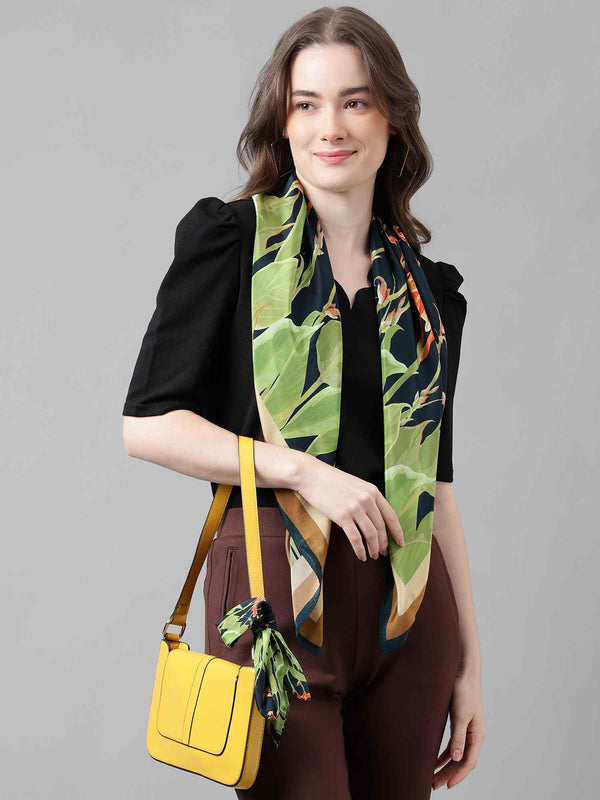 Blue & Green Floral Scarf & Scarf Bag Set - TOSSIDO