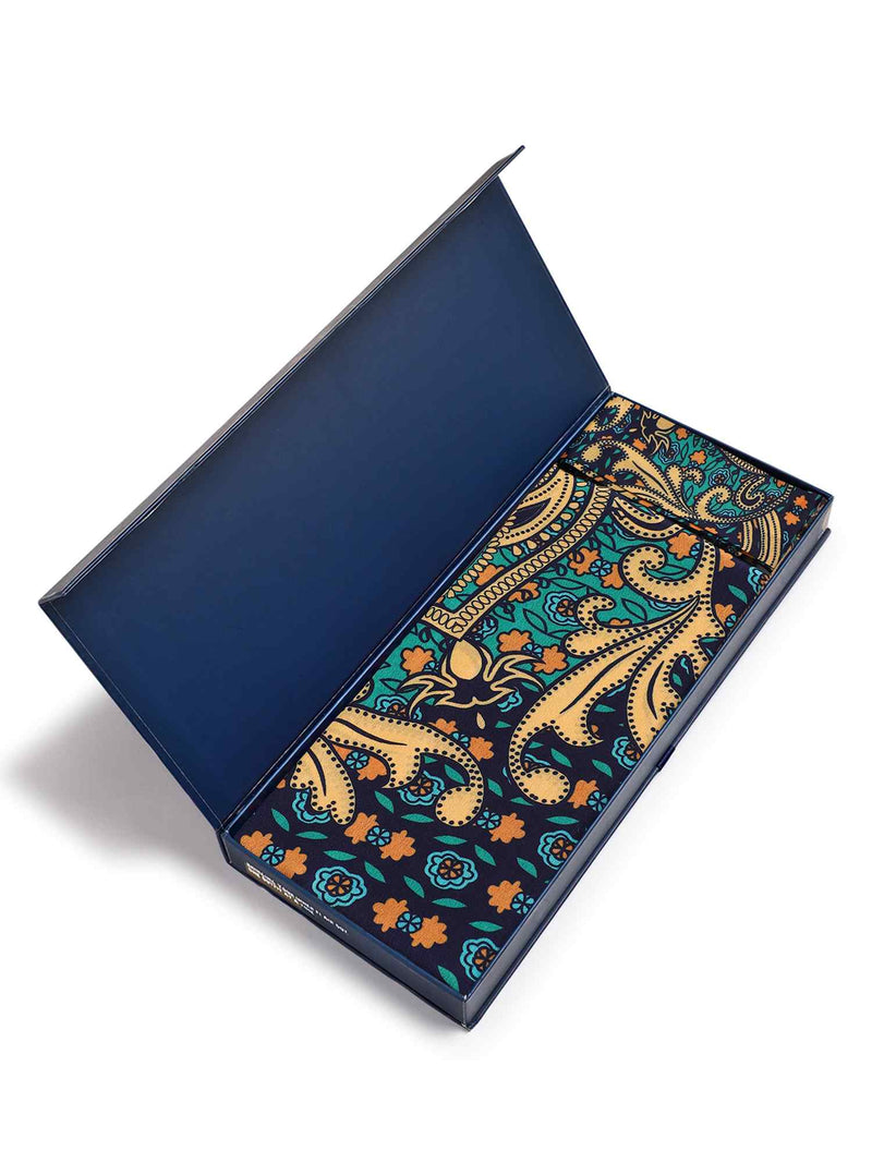 Blue & Green Geometric Scarf & Scarf Bag Set - TOSSIDO