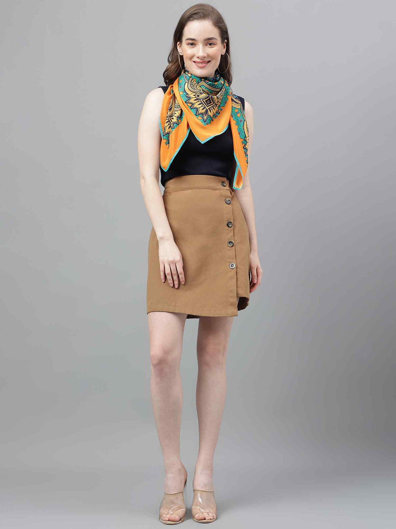 Blue & Green Geometric Scarf & Scarf Bag Set - TOSSIDO