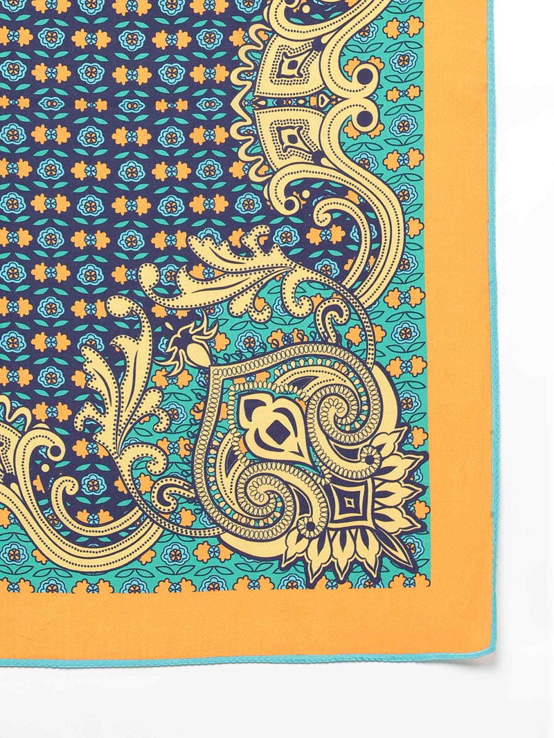 Blue & Green Geometric Scarf & Scarf Bag Set - TOSSIDO