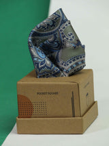Blue & Green Paisley Silk Pocket Square - TOSSIDO