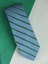 Blue & Green Stripe Woven Silk Necktie - TOSSIDO