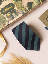 Blue & Green Striped Wool Necktie - TOSSIDO