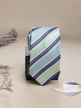 Blue & Green Stripes Woven Necktie - TOSSIDO