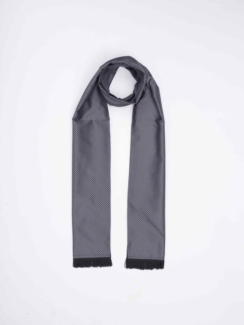 Blue & Grey Geometric Reversible Stole & Pocket Square Set - TOSSIDO