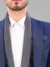 Blue & Grey Geometric Reversible Stole & Pocket Square Set - TOSSIDO