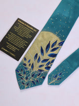 Blue Hand - Painted Woven Necktie - Floral Pattern - TOSSIDO