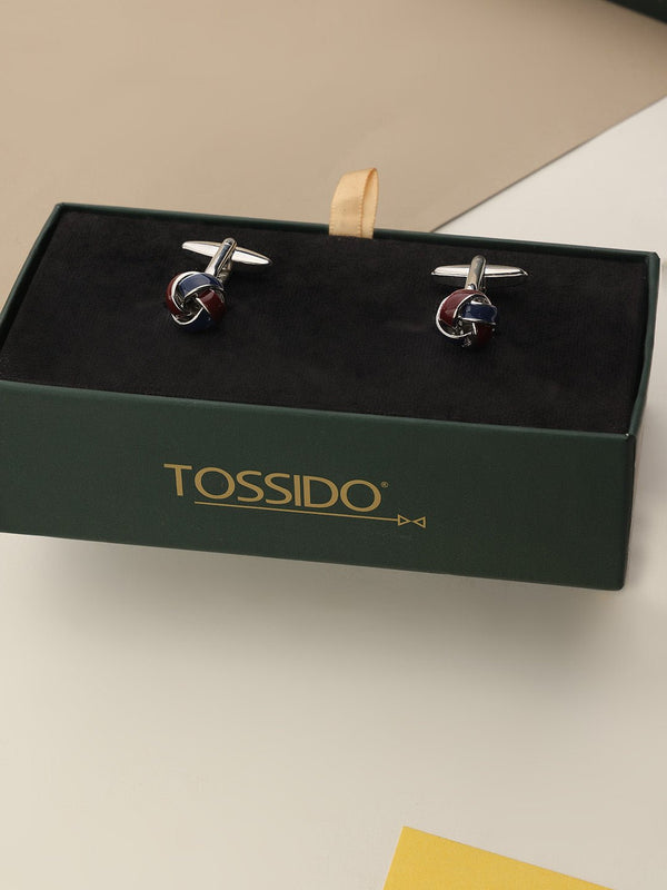 Blue & Maroon Abstract Cufflinks - TOSSIDO