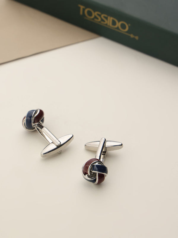 Blue & Maroon Abstract Cufflinks - TOSSIDO