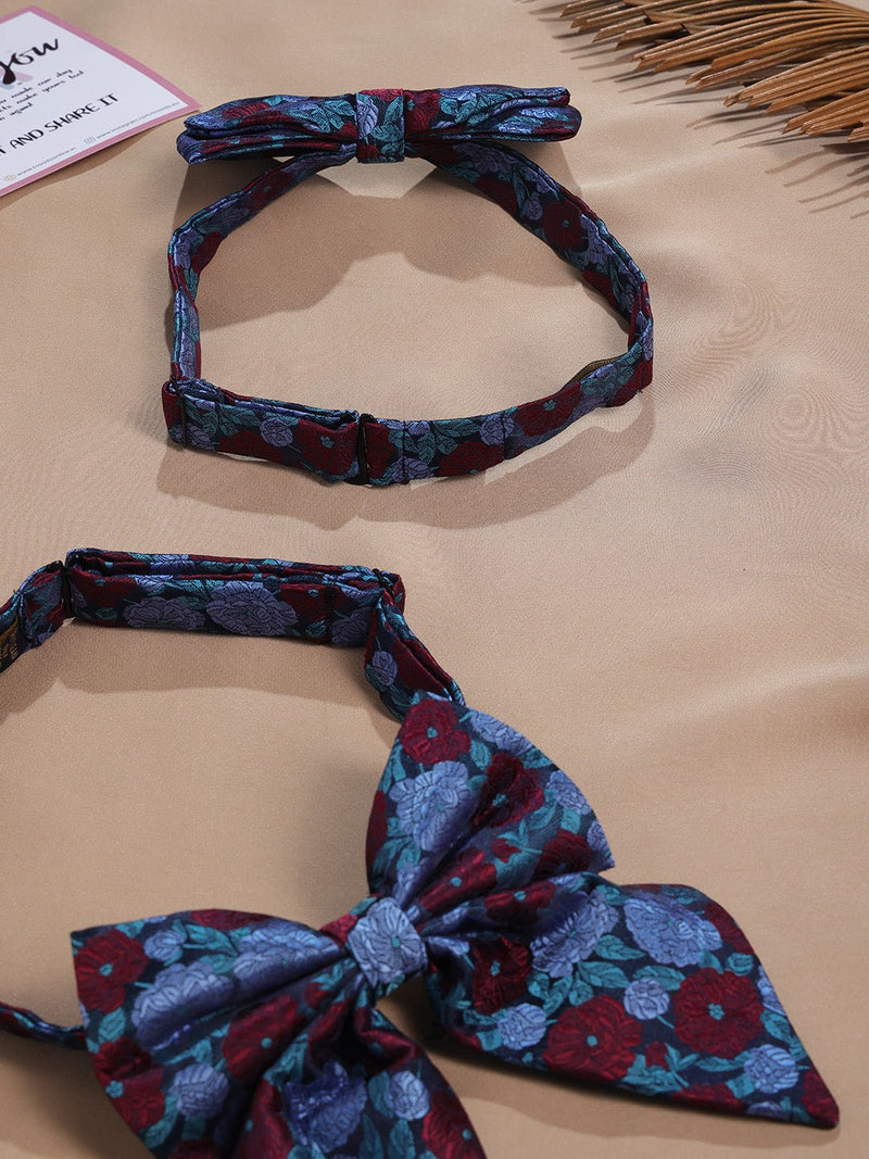 Blue & Maroon Check Bowtie Set for Men and Dogs - TOSSIDO