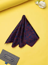 Blue & Maroon Dinosaur Jacquard Pocket Square - TOSSIDO