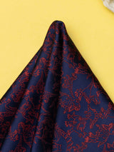 Blue & Maroon Dinosaur Jacquard Pocket Square - TOSSIDO
