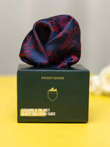 Blue & Maroon Dinosaur Jacquard Pocket Square - TOSSIDO