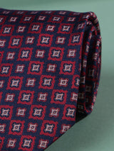 Blue & Maroon Geometric Woven Necktie - TOSSIDO