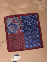 Blue & Maroon Multipattern Silk Pocket Square - TOSSIDO
