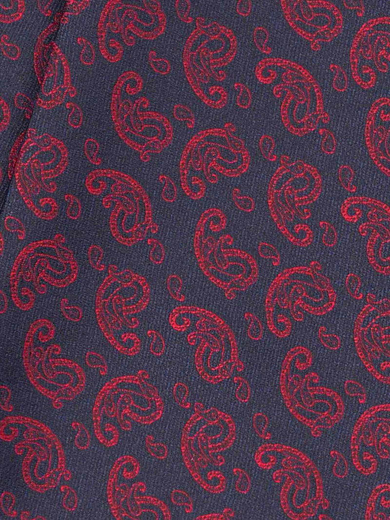 Blue & Maroon Paisley Woven Cravat & Pocket Square Set - TOSSIDO