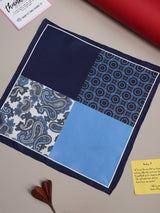Blue Multipattern Silk Pocket Square - TOSSIDO