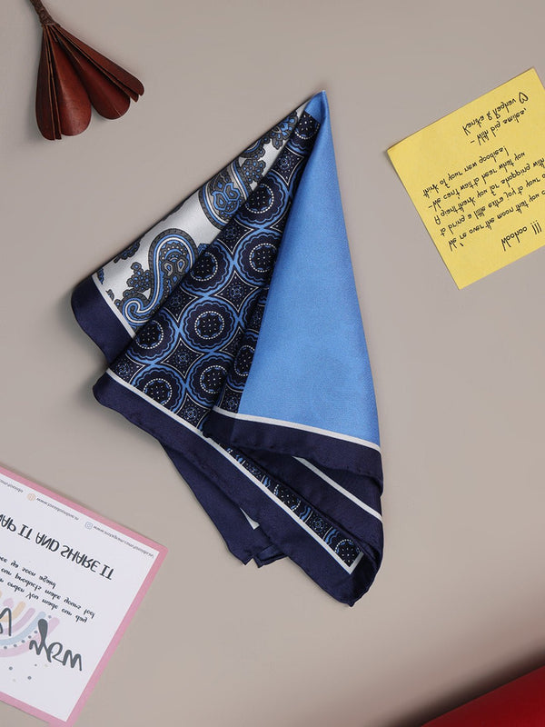 Blue Multipattern Silk Pocket Square - TOSSIDO