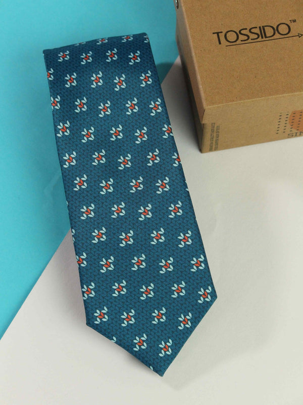 Blue Novelty Micro Fiber Necktie - TOSSIDO