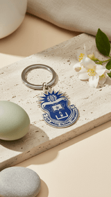 Blue on Silver JGU Crest Laminated Keychain - TOSSIDO