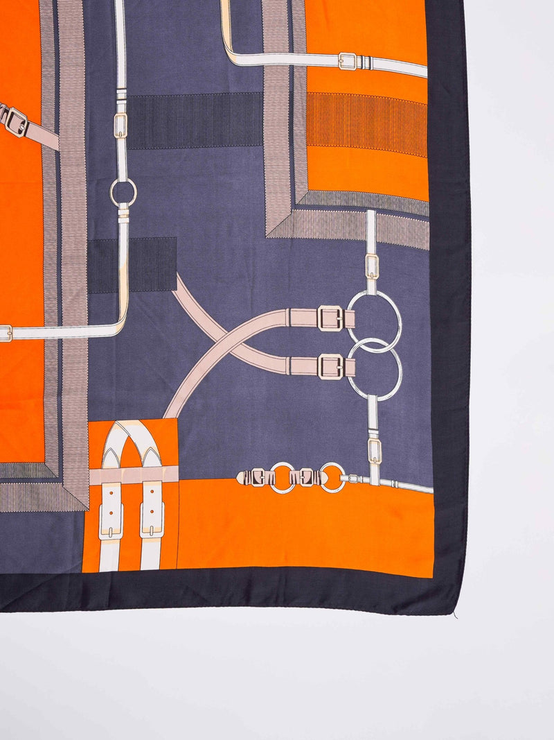 Blue & Orange Belt Printed Stole - TOSSIDO
