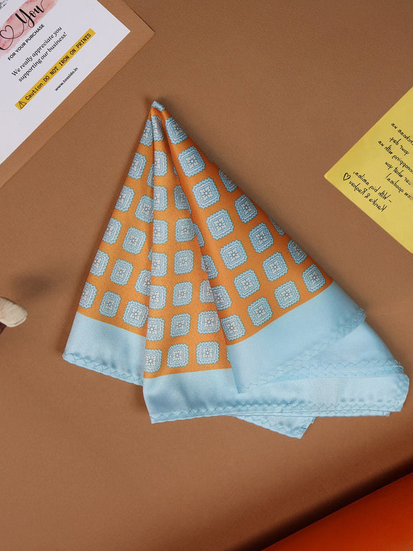 Blue & Orange Geometric Pocket Square - TOSSIDO