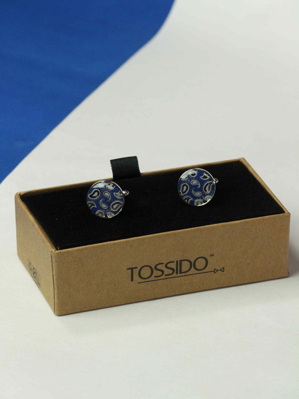 Blue Paisley Cufflinks - TOSSIDO