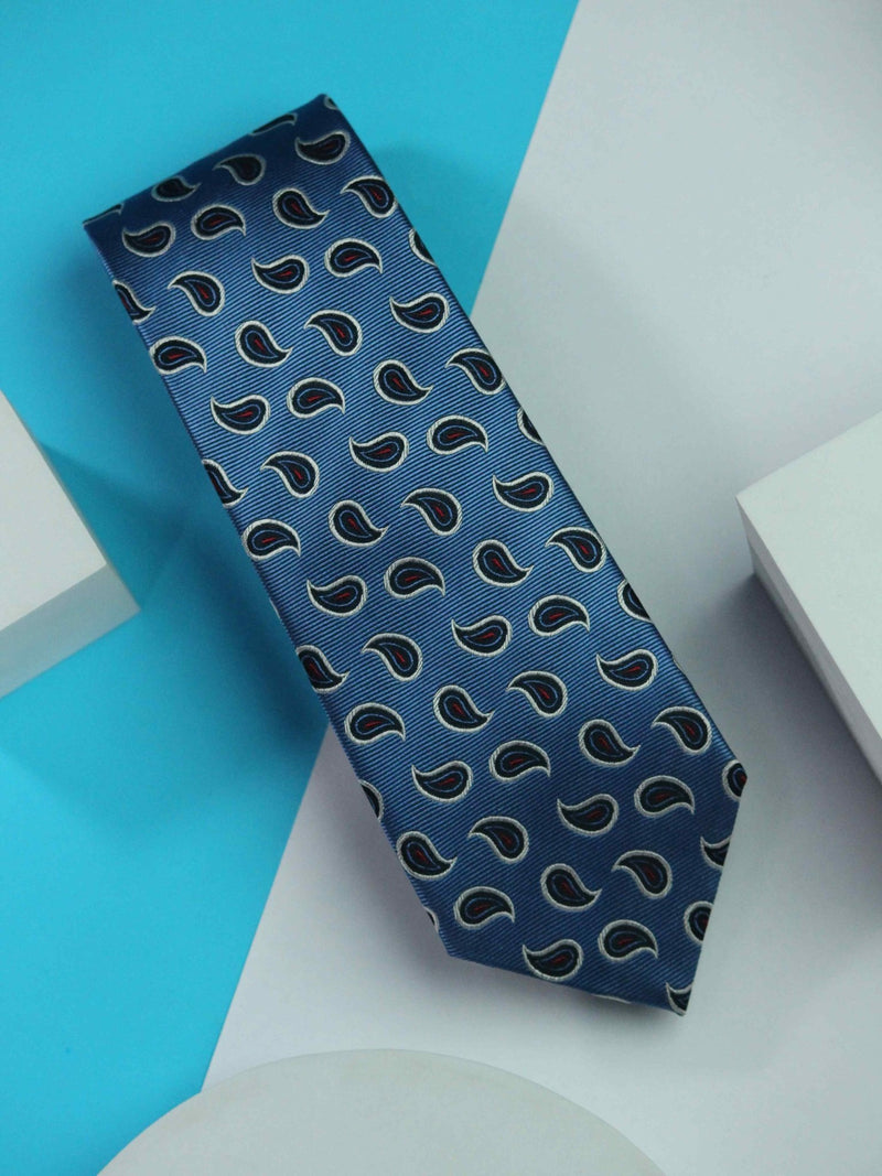 Blue Paisley Handmade Silk Necktie - TOSSIDO