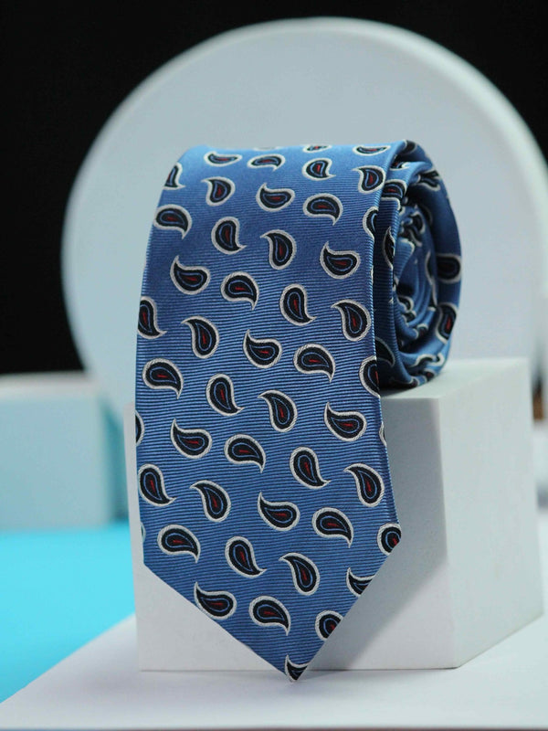 Blue Paisley Handmade Silk Necktie - TOSSIDO