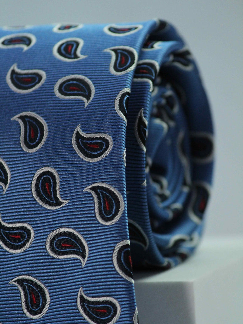Blue Paisley Handmade Silk Necktie - TOSSIDO