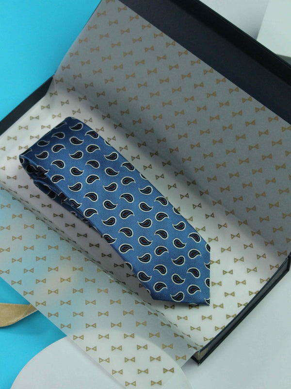 Blue Paisley Handmade Silk Necktie - TOSSIDO