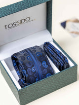 Blue Paisley Necktie Gift - set - TOSSIDO