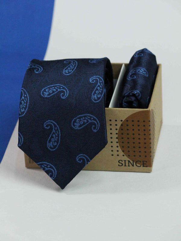 Blue Paisley Necktie & Pocket Square Giftset - TOSSIDO