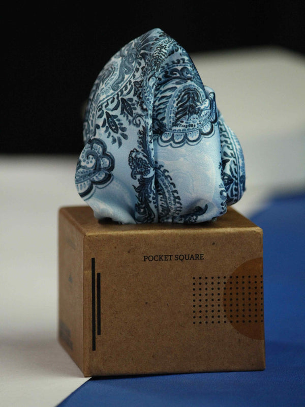 Blue Paisley Pocket Square - TOSSIDO