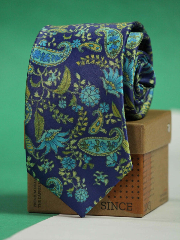 Blue Paisley Printed Necktie - TOSSIDO