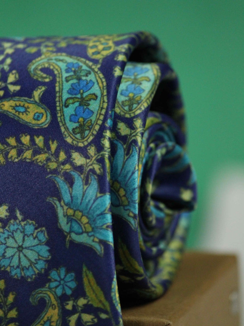 Blue Paisley Printed Necktie - TOSSIDO