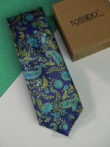 Blue Paisley Printed Necktie - TOSSIDO