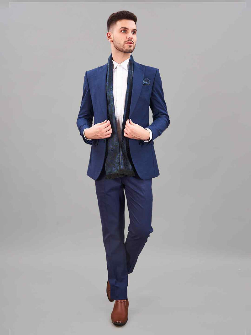 Blue Paisley Reversible Stole & Pocket Square Set - TOSSIDO